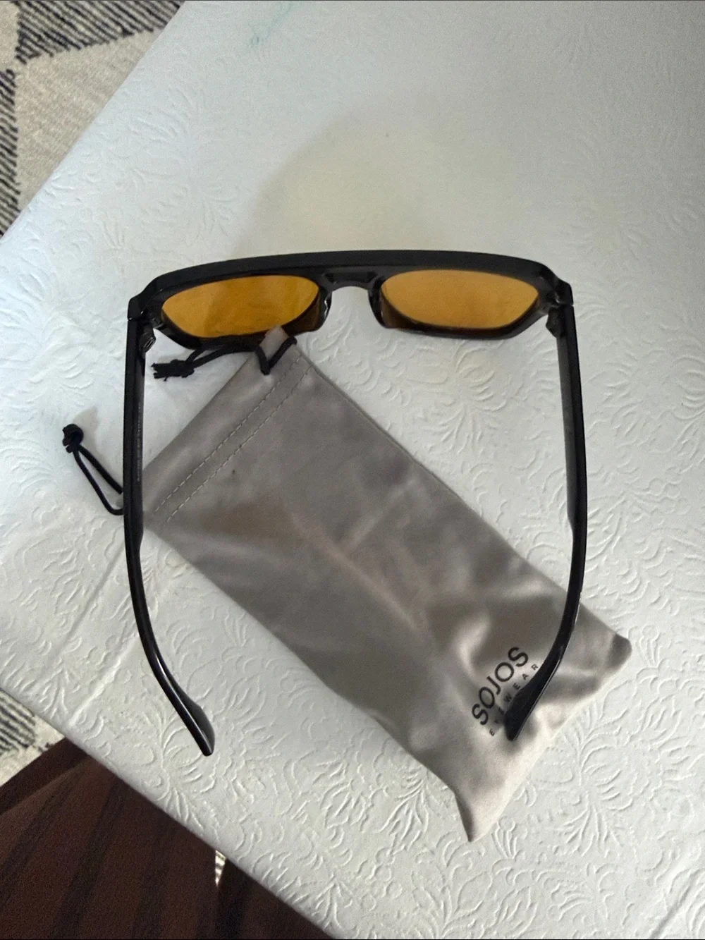 SOJOS Men's Black Frame Sunglasses with Amber Lenses